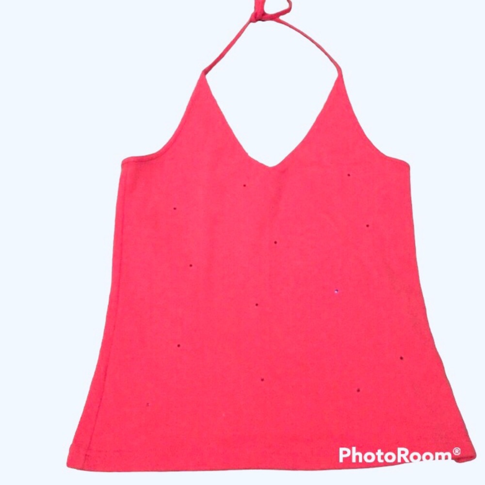 Vintage Y2K Pink GAP Rhinestone halter top small Y2K on trend S jeweled